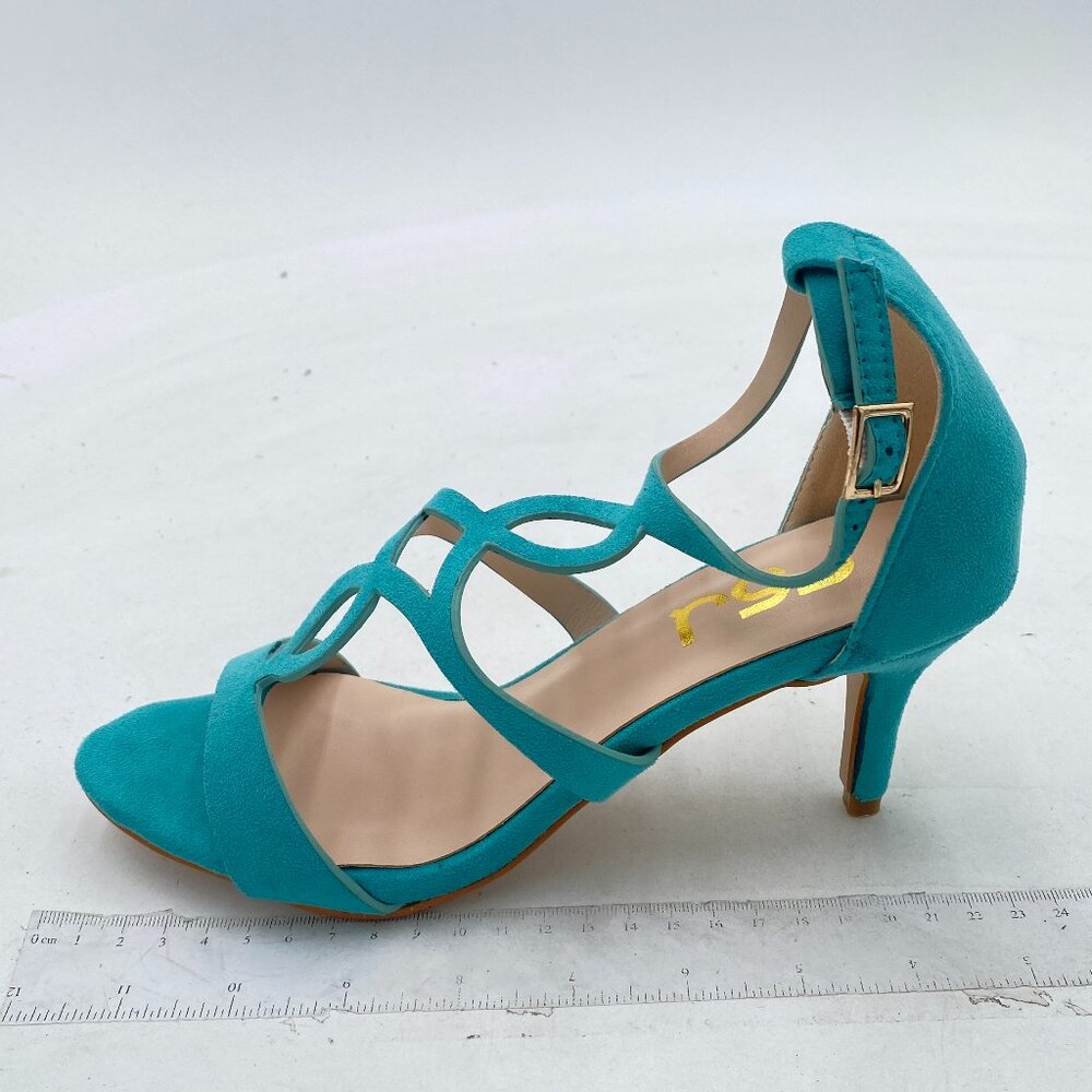 FSJ Women Strappy Ankle Strap Sandals Open Toe High Heel Caged Cutout Fashion La
